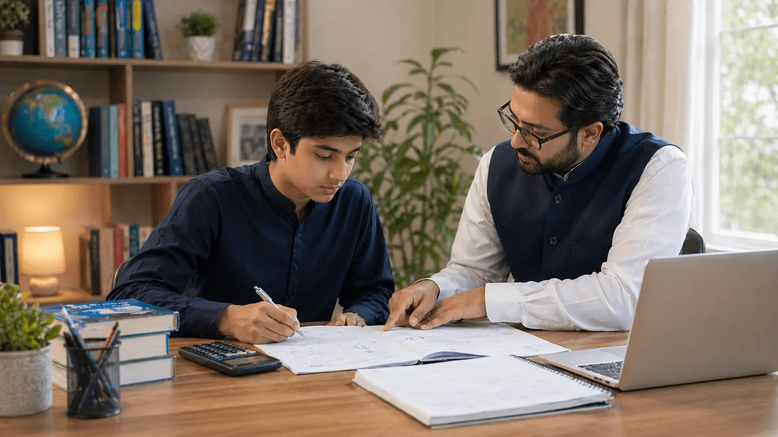 A Level student preparing for exams with a tutor